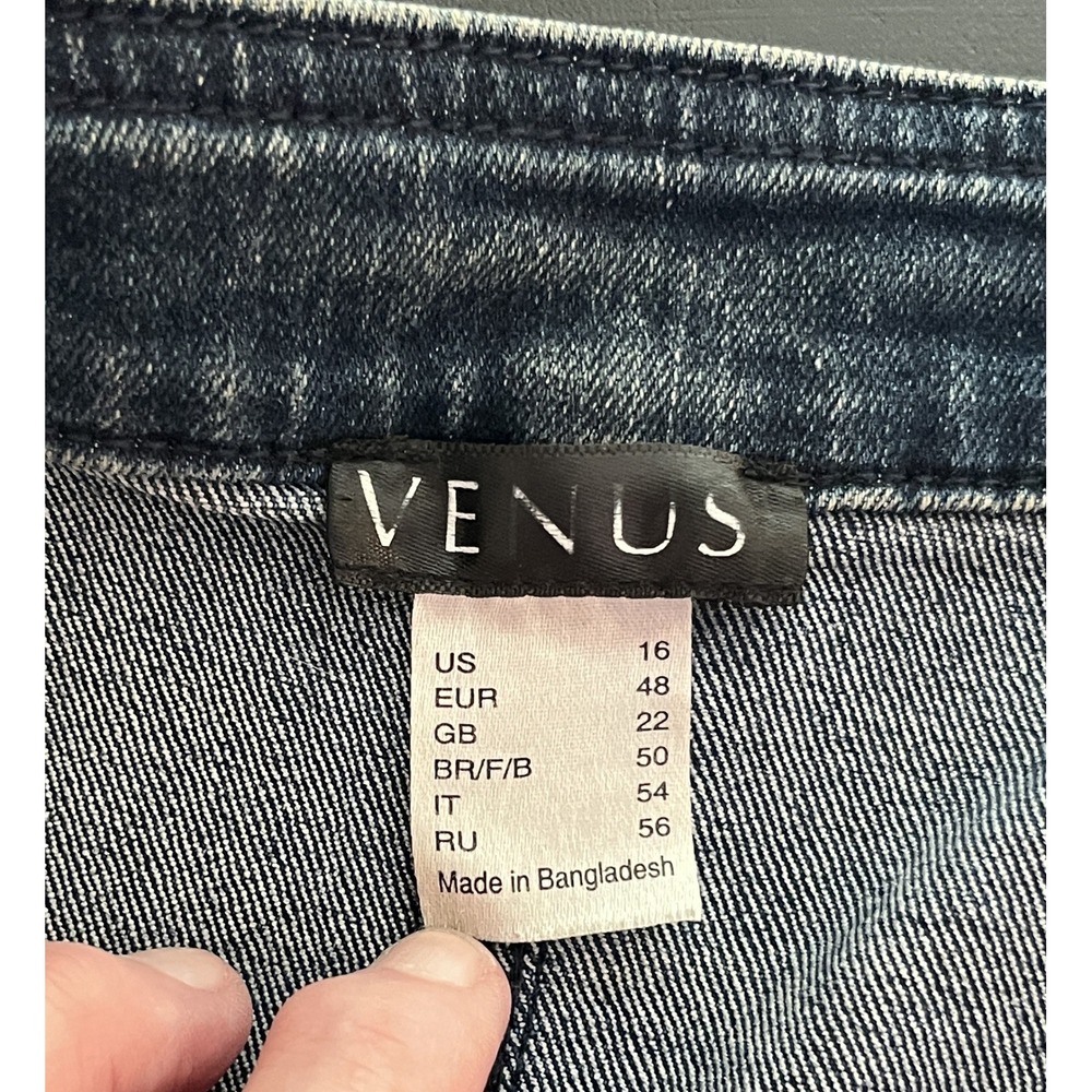 Venus Womens Denim Military Band Jacket 16 Gold Buttons Quilted Stitching - Picture 7 of 10
